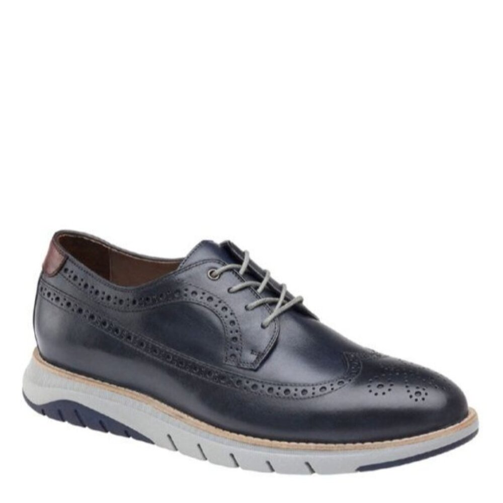 Johnston & Murphy Vaughn Full Grain Leather Wingtip Oxford Shoes Navy Size 10M